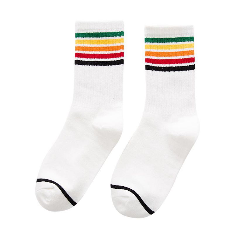 Running Socks Breathable Outdoor Basketball Protect Feet Wicking Cycling Sport Rainbow Stripe Creative Cotton Sock